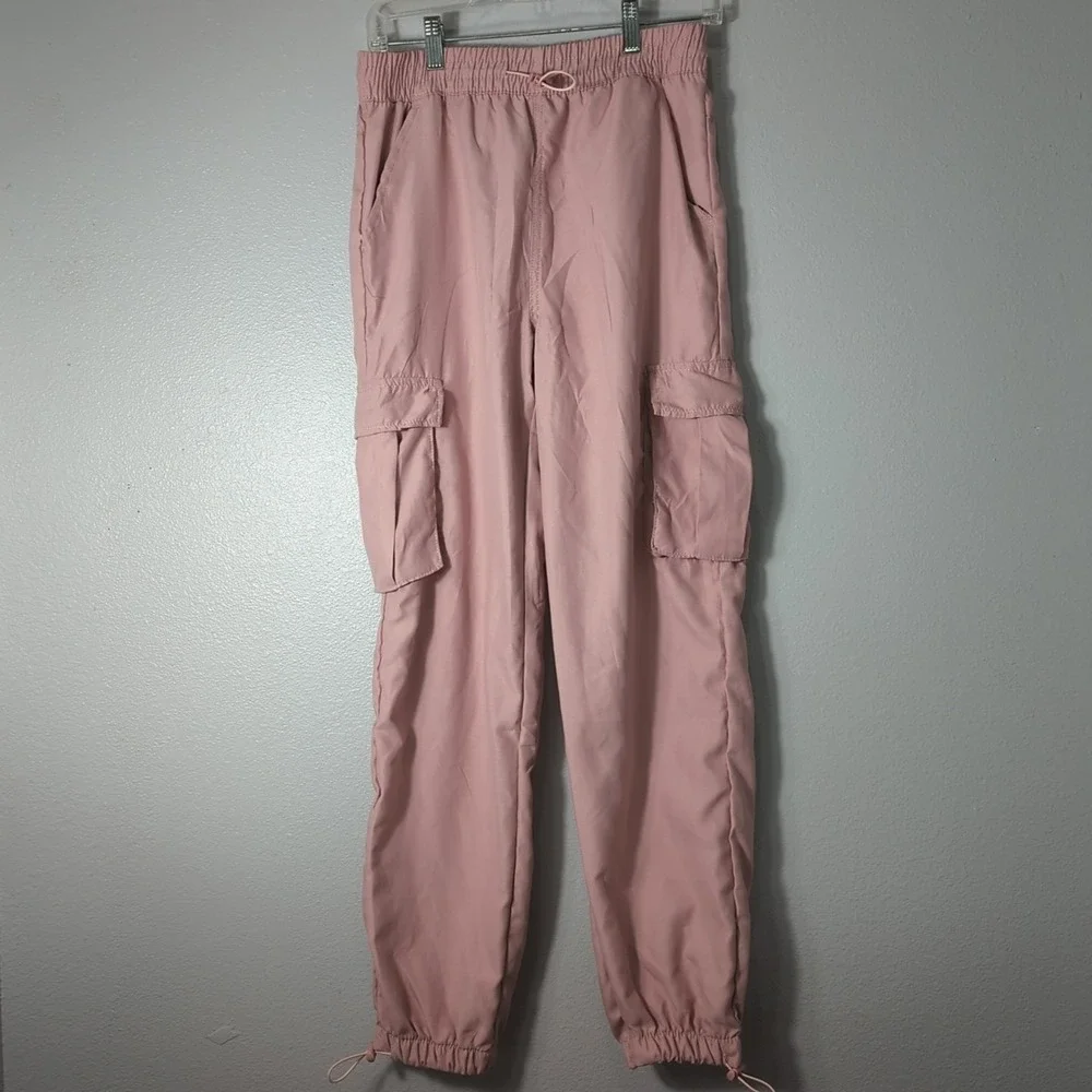 Refuge Women's Size Small Pink Cargo Pants With Elastic Waist & Pockets 265